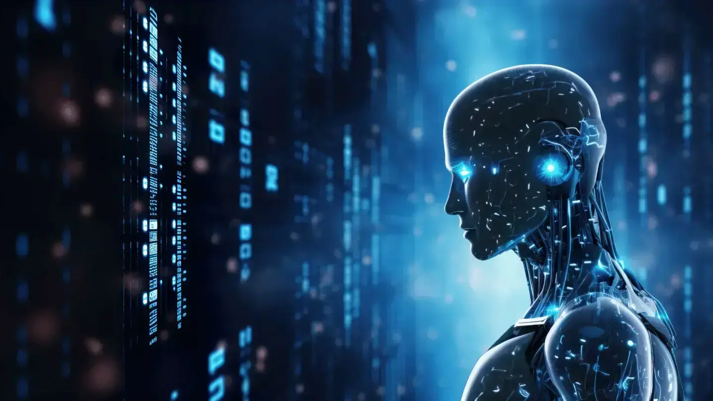 Futuristic AI Robot with Digital Interface