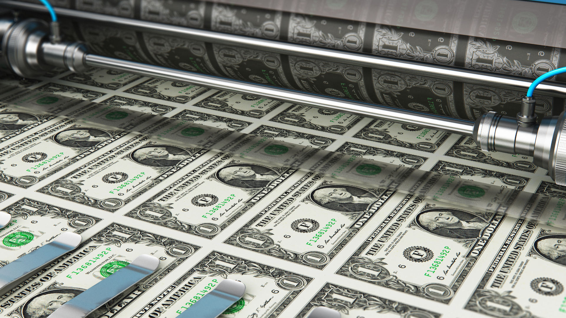 Printing 1 US dollar USD money banknotes